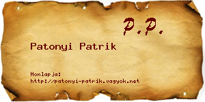 Patonyi Patrik névjegykártya